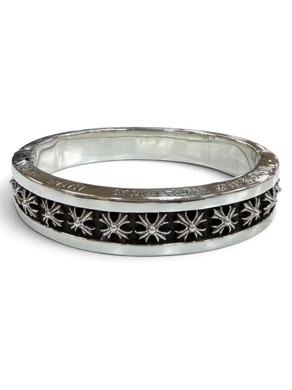Chrome Hearts Narrow Band CH Plus Bangle CH 925 Sterling Silver Bracelet